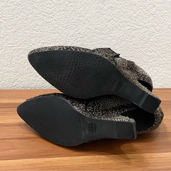 STUART WEITZMAN Dyed Calf Fur Hair Spliced Cavalino Curved Wedge Booties Size 8 - Picture 14 of 16
